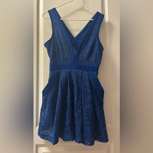 Free People Blue Lace Backless Dress - Picture 2 of 6
